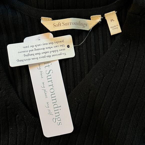 Soft Surroundings Ribbed Sweater Tank Size PL Black Sleeveless Minimalist NWT - Picture 4 of 8